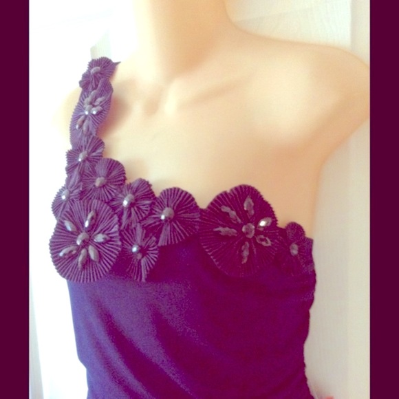 Classy Navy Draped Ruched Dress - Picture 1 of 4